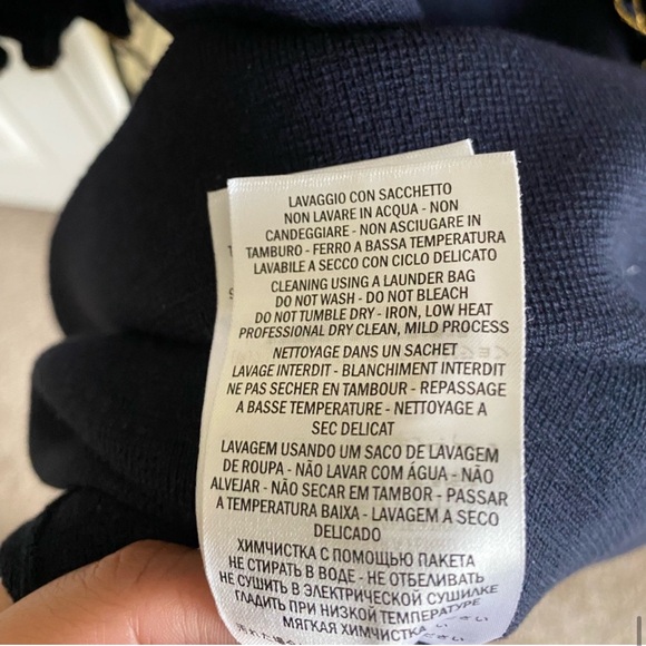 NEW! Gucci Faux Pearl Embellished Ruffled Wool Blend Mini Dress in Navy (size M) - Picture 15 of 16